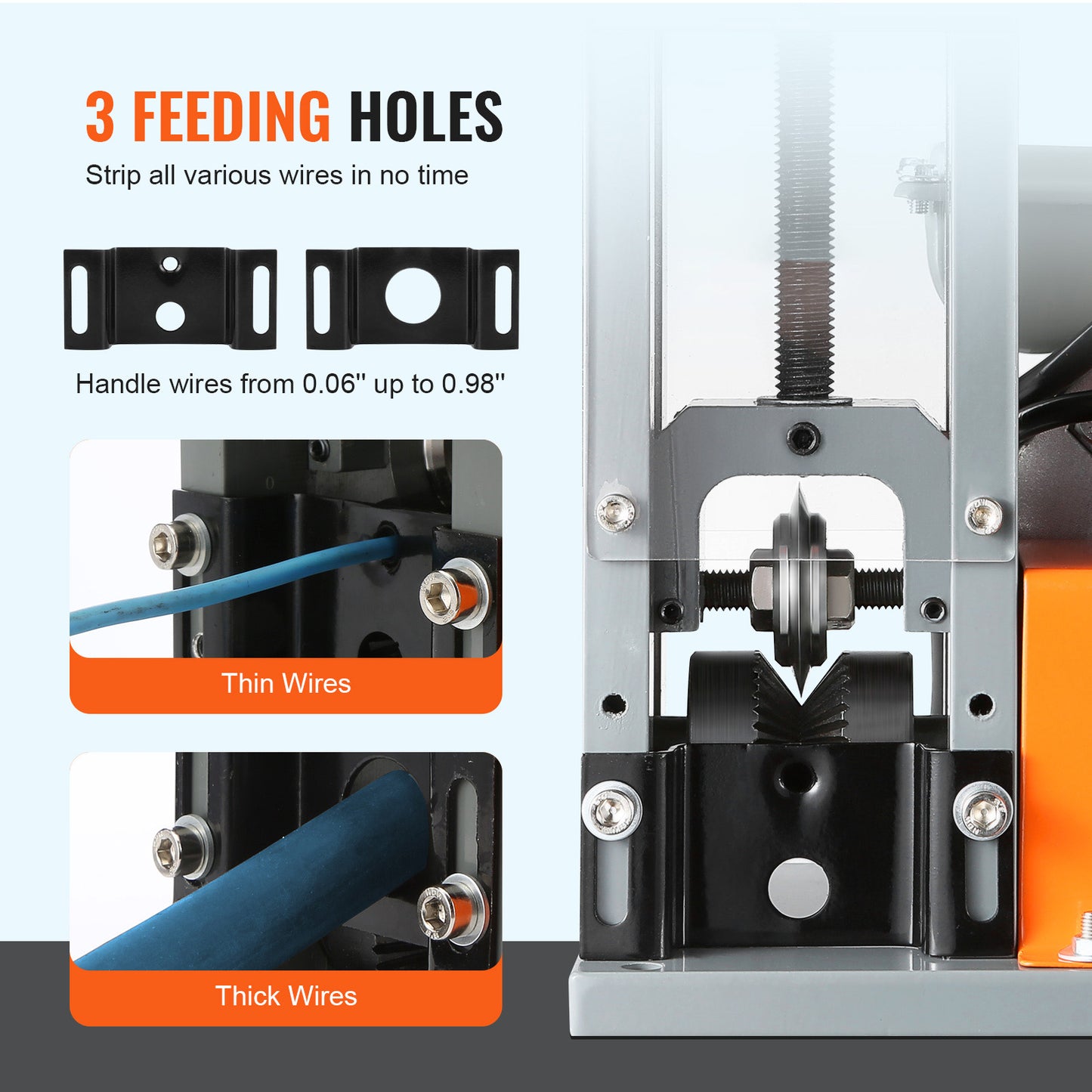 VEVOR 180W Automatic Electric Wire Stripping Machine | 0.06"-0.98", 60 ft/min, Scrap Copper Recycling