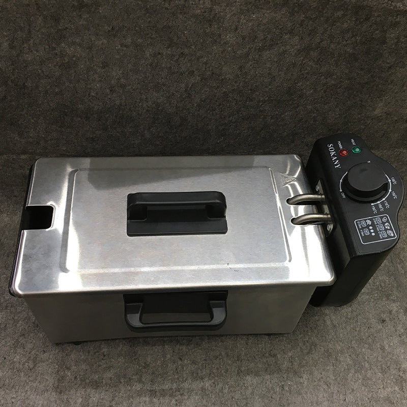 3L Electric Deep Fryer | 2000W | Teflon Non-Stick Basket | EU Plug | Silver | Household Kitchen Fryer