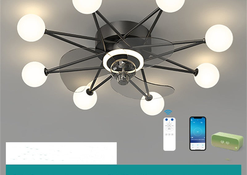 Nordic Starry Sky LED Ceiling Fan Light | 4 Colours, 2 Shade Styles, 30,000h, 111-240V, 10-15㎡, Kids & Living Room