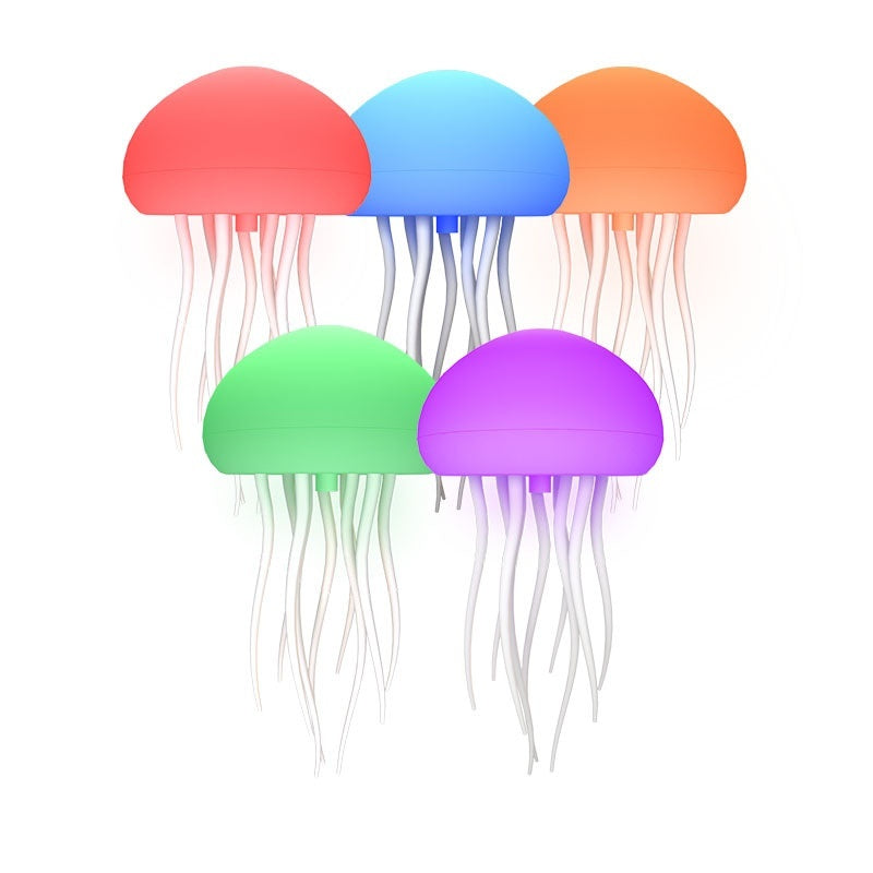 Voice-Control Jellyfish Mood Lamp | 17 RGB | 12 LED | 1000mAh | Type-C | 85×166mm | 9 Tentacles | Touch & Voice | Hanging & Base | Bedroom, Desk & Kids Night Light