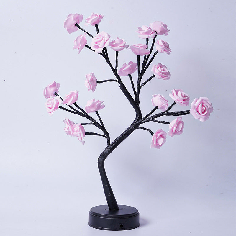 3D LED Rose Flower Tree Table Lamp | USB | 5V | 380×120×450mm | IP42 | 50,000hr | Bendable Branches | 10 Colours | Bedroom, Wedding & Valentine’s Gift