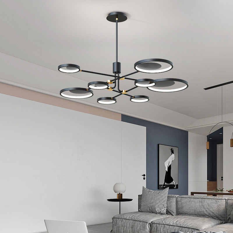 AH-3535 Nordic Glass Molecular LED Ceiling Light | Tricolor Dimming, 4/6/8 Heads, Ø720mm, CE Certified, 220V