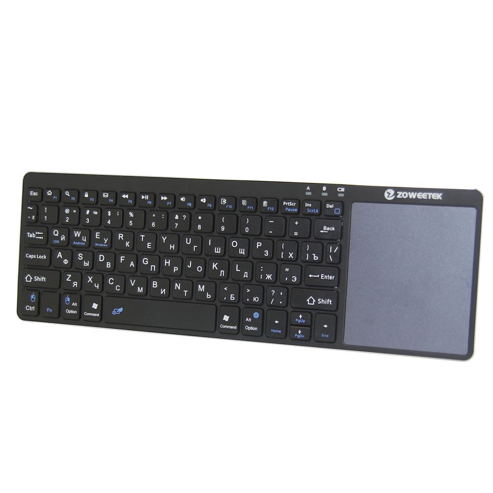 Zoweetek K12BT-1 Mini Wireless Bluetooth Keyboard | Touchpad | 80 Keys | 10m | Smart TV, PC & Android | 4 Languages