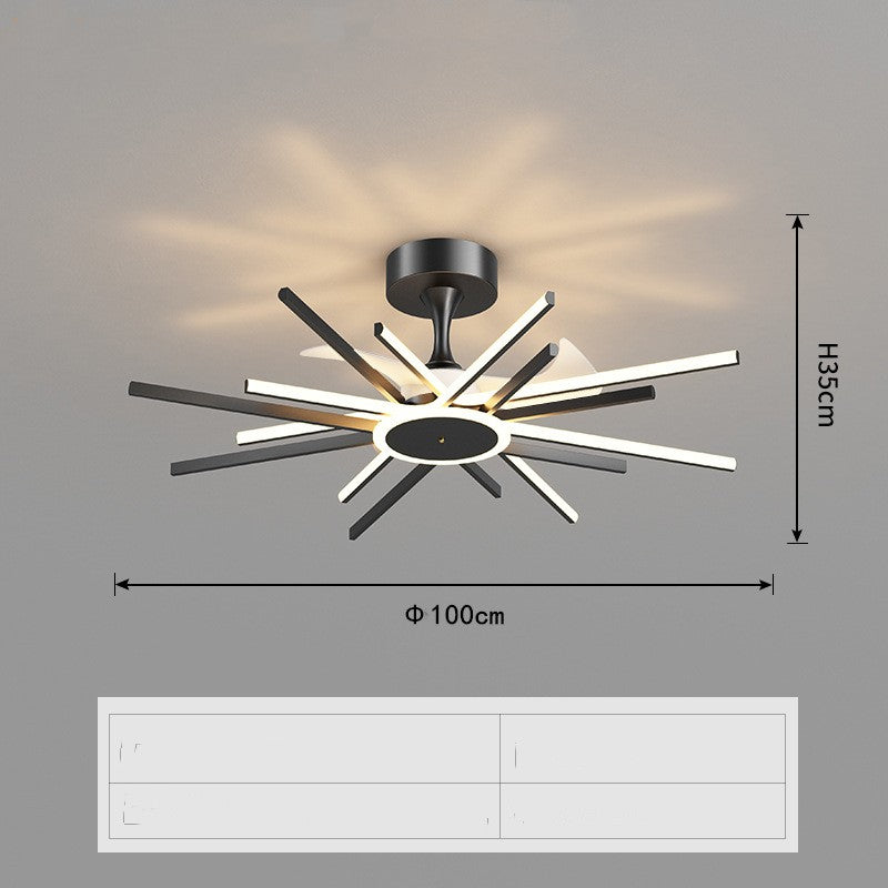 Nordic Light Luxury Iron LED Ceiling Fan Lamp | 3 Sizes 63-100cm, Black & Black Gold, Living Room & Bedroom