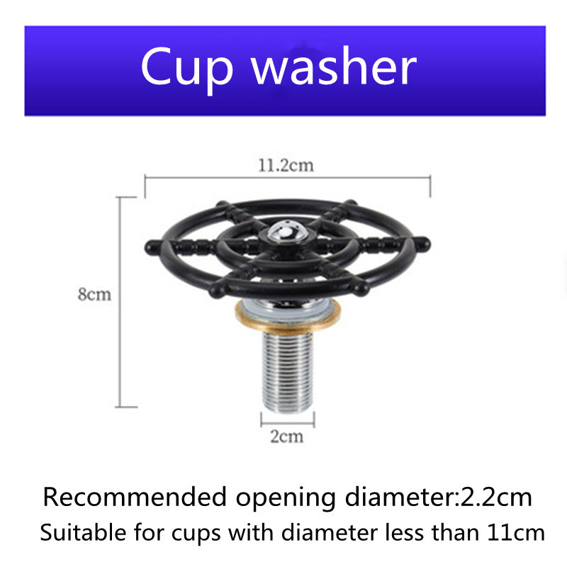 Stainless Steel High-Pressure Cup Washer | Automatic Push | Bar & Kitchen | Black, Gold & Silver | Multiple Sizes & Brush Attachments