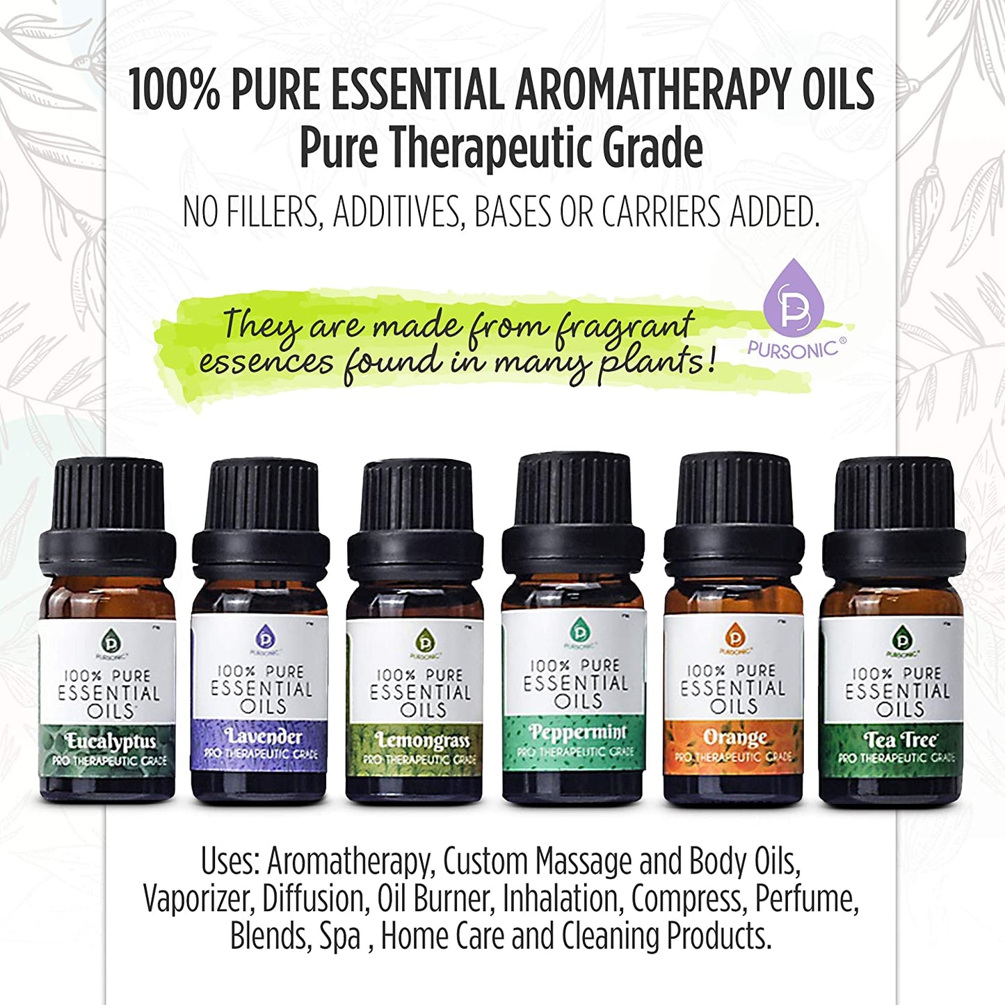 Pursonic Ultimate Wellness Bundle – HEPA Air Purifier + Aromatherapy Diffuser + 6 Essential Oils