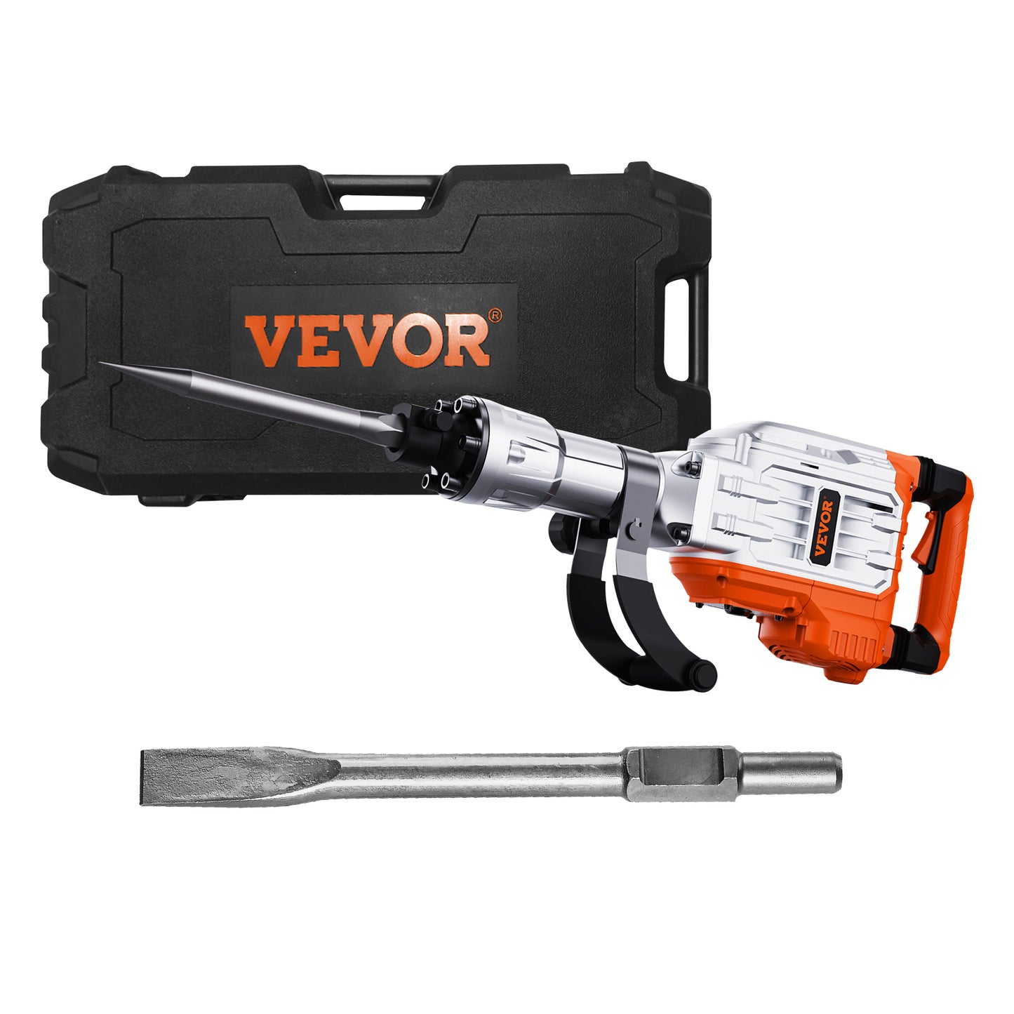 VEVOR 3500W Electric Demolition Jack Hammer | Concrete Breaker, 2 Chisel Bits, Heavy Duty