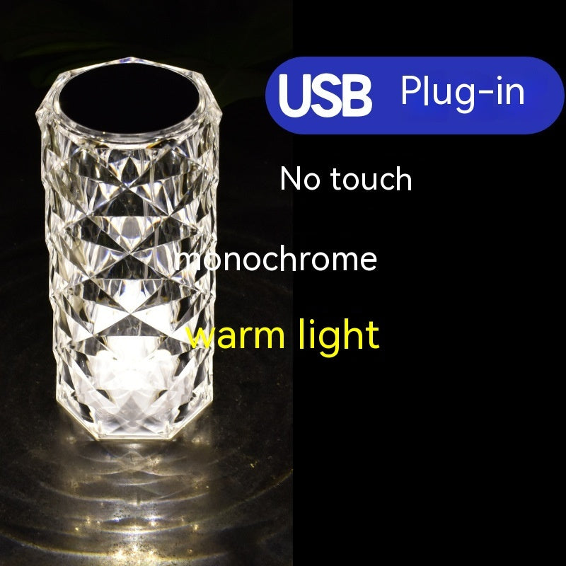 Crystal Rose LED Atmosphere Table Lamp | 2W | RGB 16-Colour, 7-Colour, Tricolour & Warm White | Touch & Remote | Rechargeable, USB & Battery | Ø7.5×16cm | 10 Styles | Gift & Decor