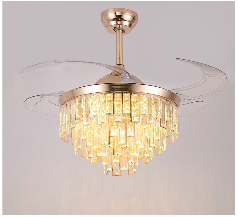 European Postmodern Crystal ABS Invisible Blade Ceiling Fan | 3 Control Modes, 42", 48" & 52", 220V, EU CE Certified
