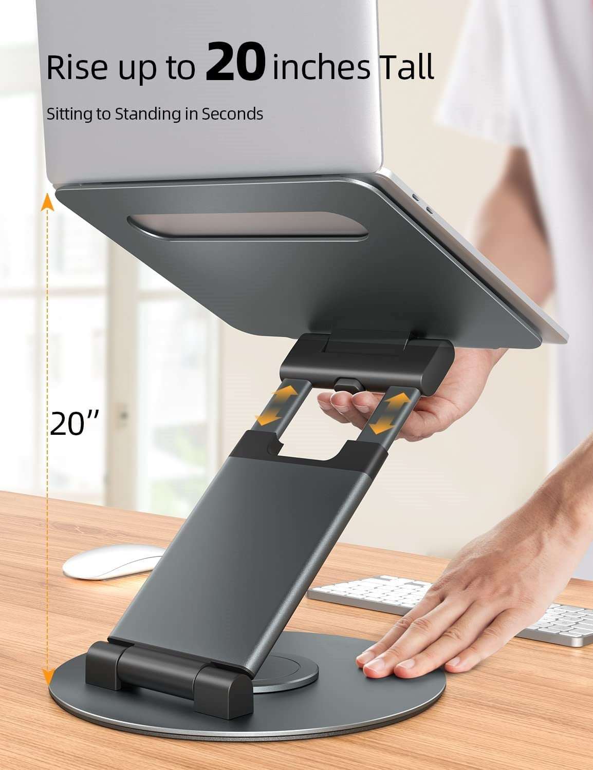 Aluminum Alloy Adjustable Laptop Stand | Ergonomic Desk Riser | Standard & 360° Rotating | Gray, Silver & Rose Gold