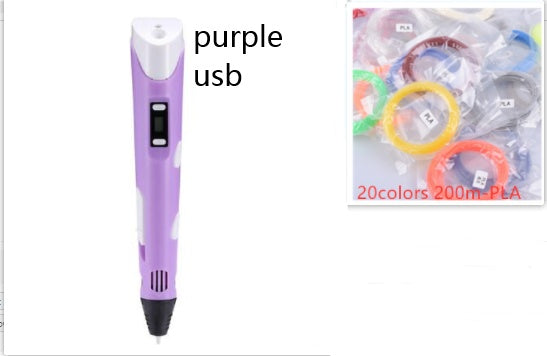 3D Printing Pen with PLA Filament | Adjustable Temp & Speed | LED Indicator | 185×45×10mm | Blue, Pink, Purple, Yellow & Camouflage | US/UK/EU/AU/USB | Pen & Filament Bundles