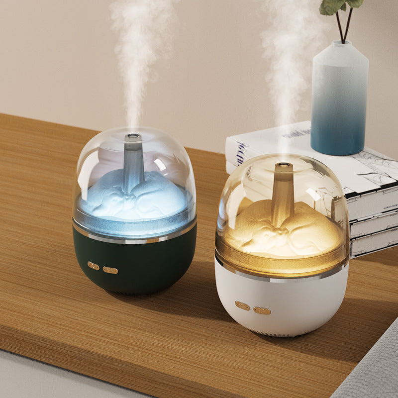 Creative Ultrasonic Aromatherapy Humidifier | Colourful Gradient Light | Nanometre Fog | 8hr Timer | USB | 120×120×151mm | Green & White