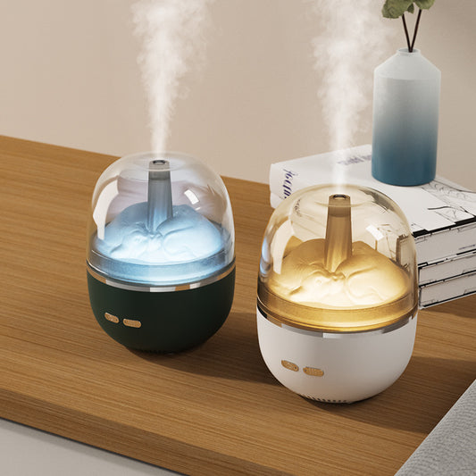 Creative Ultrasonic Aromatherapy Humidifier | Colourful Gradient Light | Nanometre Fog | 8hr Timer | USB | 120×120×151mm | Green & White