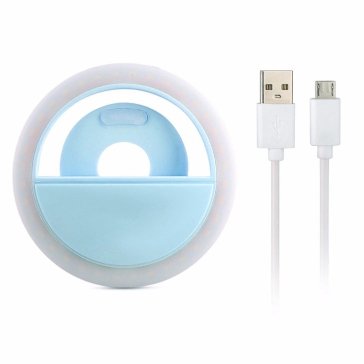 Clip-On LED Selfie Ring Fill Light RK-12 | 3W | 4-Speed Dimming | USB Rechargeable | 2–5hr Battery | 86×27mm | Phone, Laptop & iPad | Selfie, Beauty & Jewellery Photography | Black, Blue, Pink & White