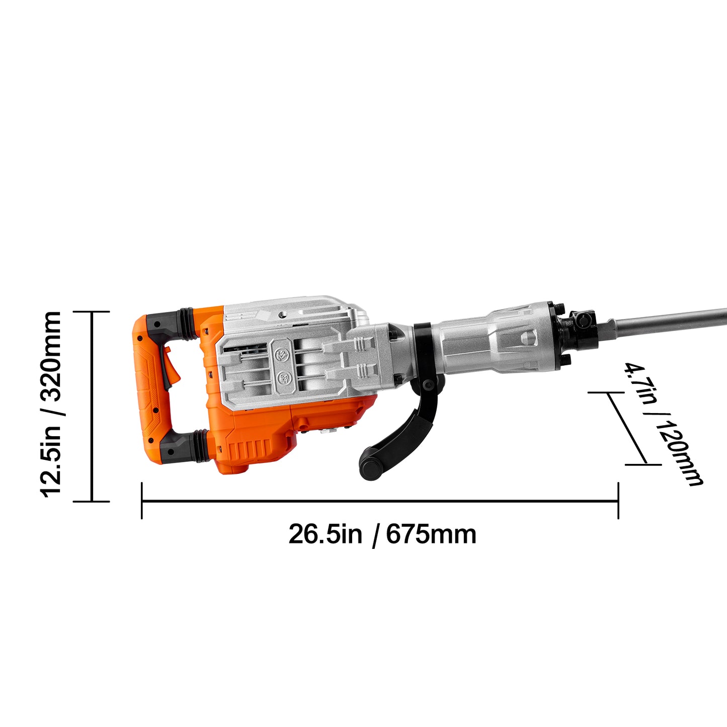 VEVOR 3500W Electric Demolition Jack Hammer | Concrete Breaker, 2 Chisel Bits, Heavy Duty