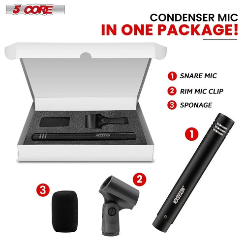 5Core Instrument Microphone Professional XLR Cardioid Pencil Stick - SUNSHINE1504