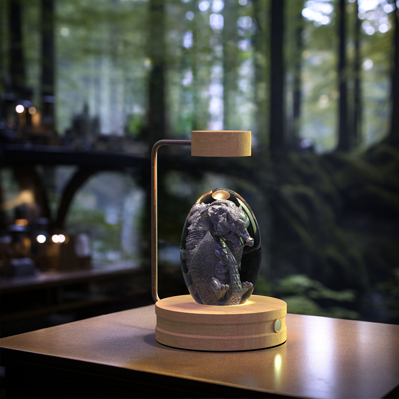 3D Crystal Glass LED Night Light | Touch Switch | USB Rechargeable | Walnut Wood Base | 27 Designs | Dark & Light Wood | Bedroom, Gift & Home Decor
