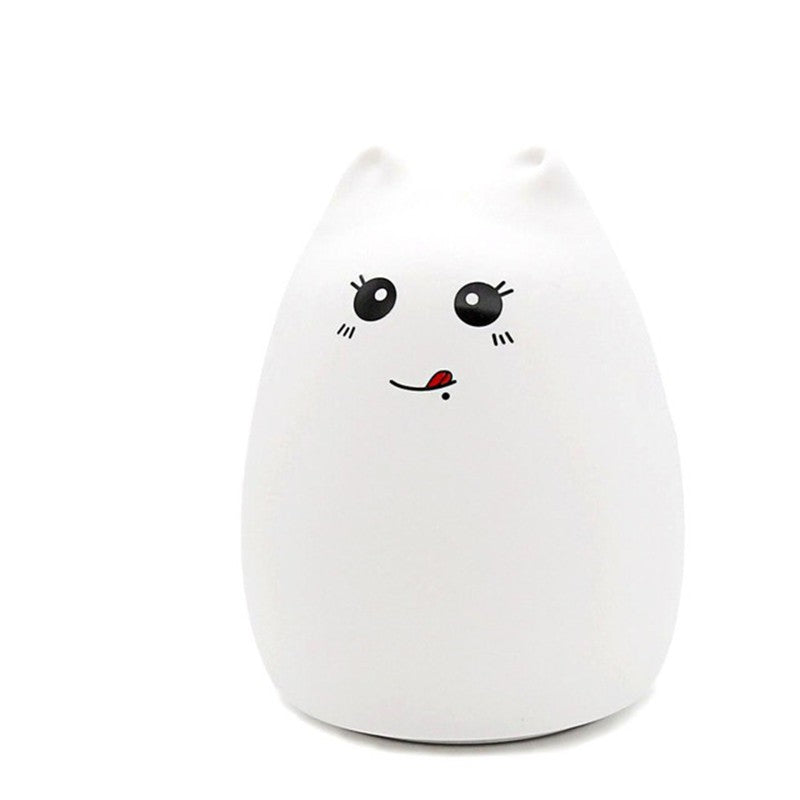 Cat-Shaped Silicone LED Night Light | Touch Sensor | 7-Colour Changing | 15hr Battery | USB & Battery | Kids, Bedroom & Gifting