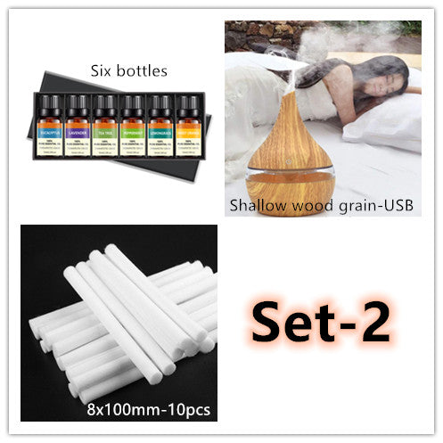 Ultrasonic LED Essential Oil Diffuser & Humidifier | Wood Grain | <1L | USB | ABS+PP | Single & Bundle Sets