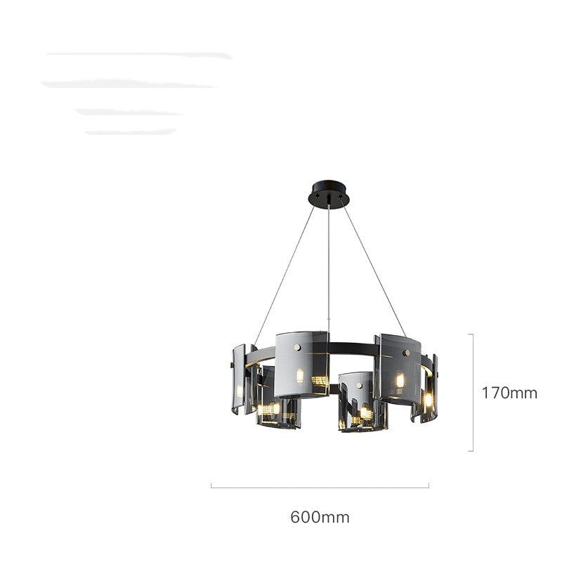 Modern Glass Fish-Shape LED Chandelier | 6 & 9 Heads, Amber & Smoke Grey, Tricolor Dimming, 220V, 10-15㎡