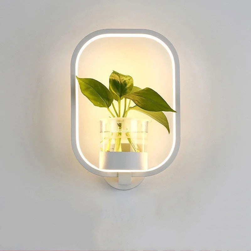 Iron Decorative Wall Lamp with Planter Basket | 18W LED | Round & Square | Natural Light & Tricolor | Black & White | Living Room & Bedroom