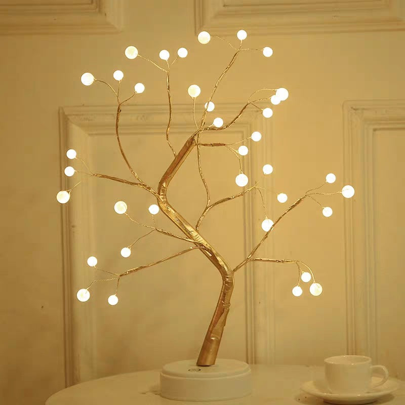 Nordic LED Copper Wire Fairy Light | Battery & USB | Rice Grain & Globe Bulbs | Gold & Silver Tree | Warm Tones | Bedroom, Living Room, Wedding & Hotel Decor