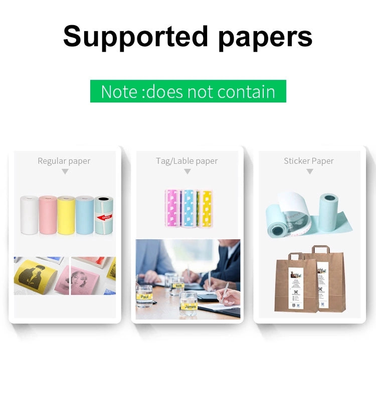 Peripage Mini Bluetooth Thermal Printer | No Ink | Photos, Labels & Stickers | 79×42×79mm | iOS & Android | Blue, Pink, Red & White | Printer & Paper Bundles