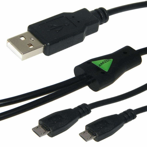AMZER Dual Micro USB Y Splitter Charging Cable – Twin Charge from One Port