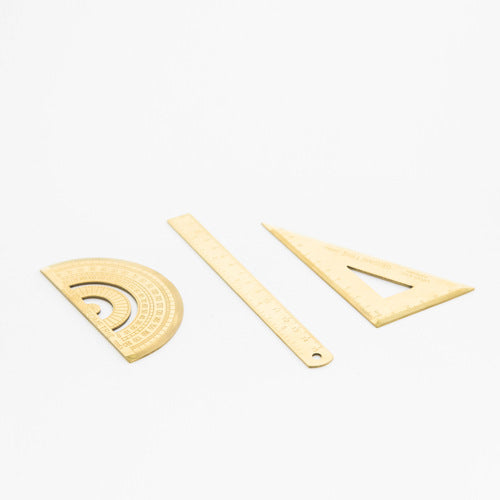 Stainless Steel Ruler Set | 15cm Ruler, Protractor & Square | Rose Gold & Yellow | School & Office
