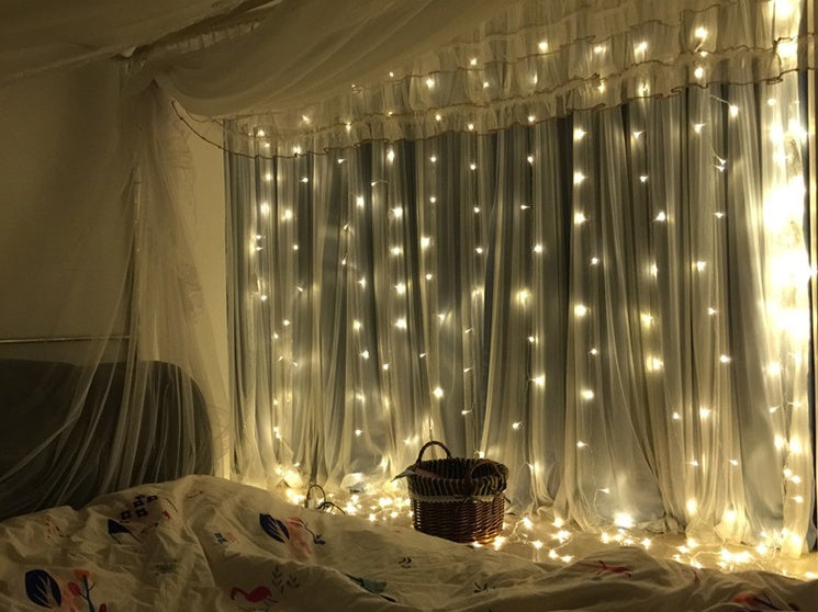 LED Curtain Fairy Lights | 3×3m | 304 LEDs | Remote Control | EU 220V & US 110V | Blue, Warm White, White & Colourful