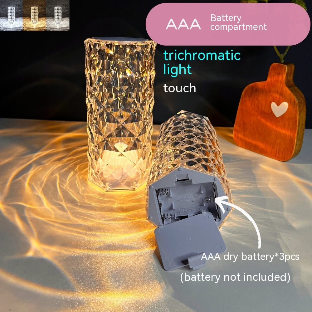 Crystal Rose LED Atmosphere Table Lamp | 2W | RGB 16-Colour, 7-Colour, Tricolour & Warm White | Touch & Remote | Rechargeable, USB & Battery | Ø7.5×16cm | 10 Styles | Gift & Decor