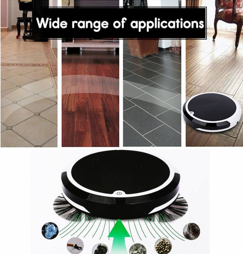 Automatic Robot Vacuum Cleaner | 8W | 2400mAh | 350ml Dustbin | <50dB | 150m² Coverage | 6hr Charge | 27×27×6.5cm | EU & US Plug | Smart Home Floor Cleaning