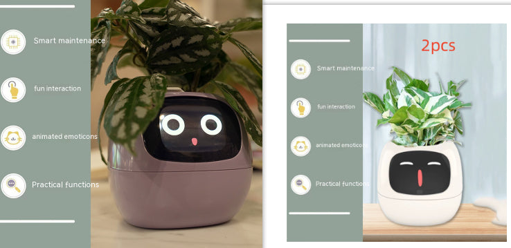 Smart AI Electronic Plant Pot – 7 Sensors, 49+ Expressions & Intelligent Water Monitor