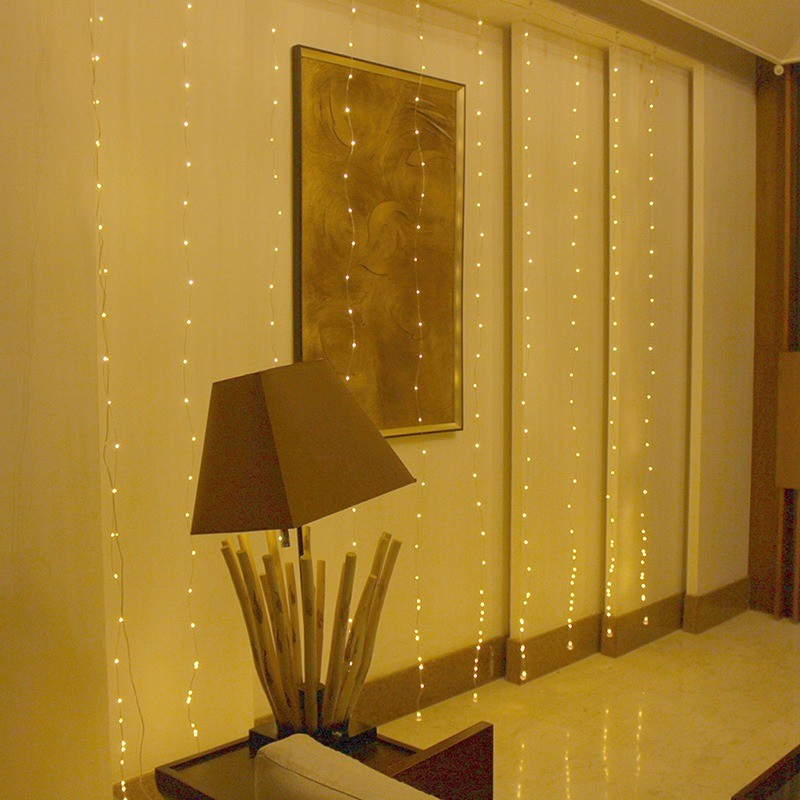 LED Curtain Fairy Lights | 3×3m | 304 LEDs | Remote Control | EU 220V & US 110V | Blue, Warm White, White & Colourful