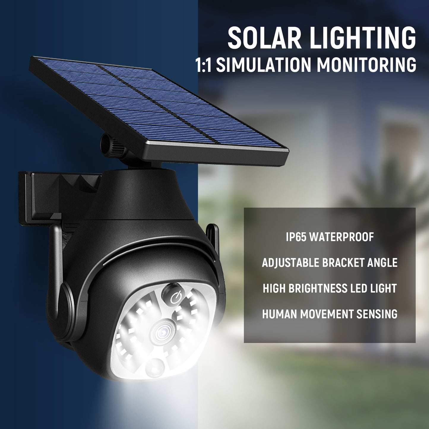 Solar PIR Motion Sensor Wall Light | 1200mAh | 120° Sensing | 6–8m Range | 30s Delay | ABS | Rotatable & Fixed Panel | Outdoor Garden & Balcony