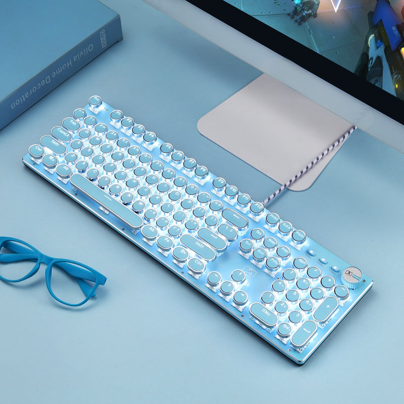 Steampunk Punk Keycap Set | ABS Electroplated, Laser-Engraved | Mechanical Keyboard Replacement Keycaps | Black, White, Blue & Pink
