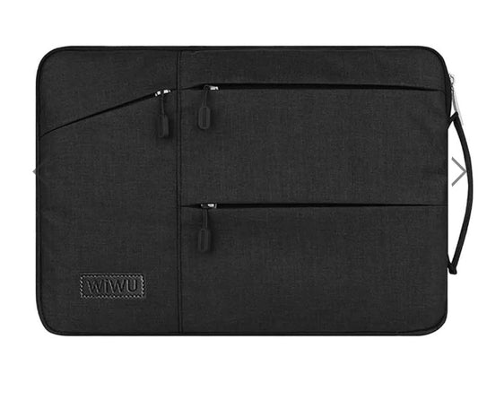 Nylon Laptop Sleeve Case | Shockproof, Waterproof, Multi-Pocket | 12", 13.3", 15.4" & 15.6" | Black & Gray