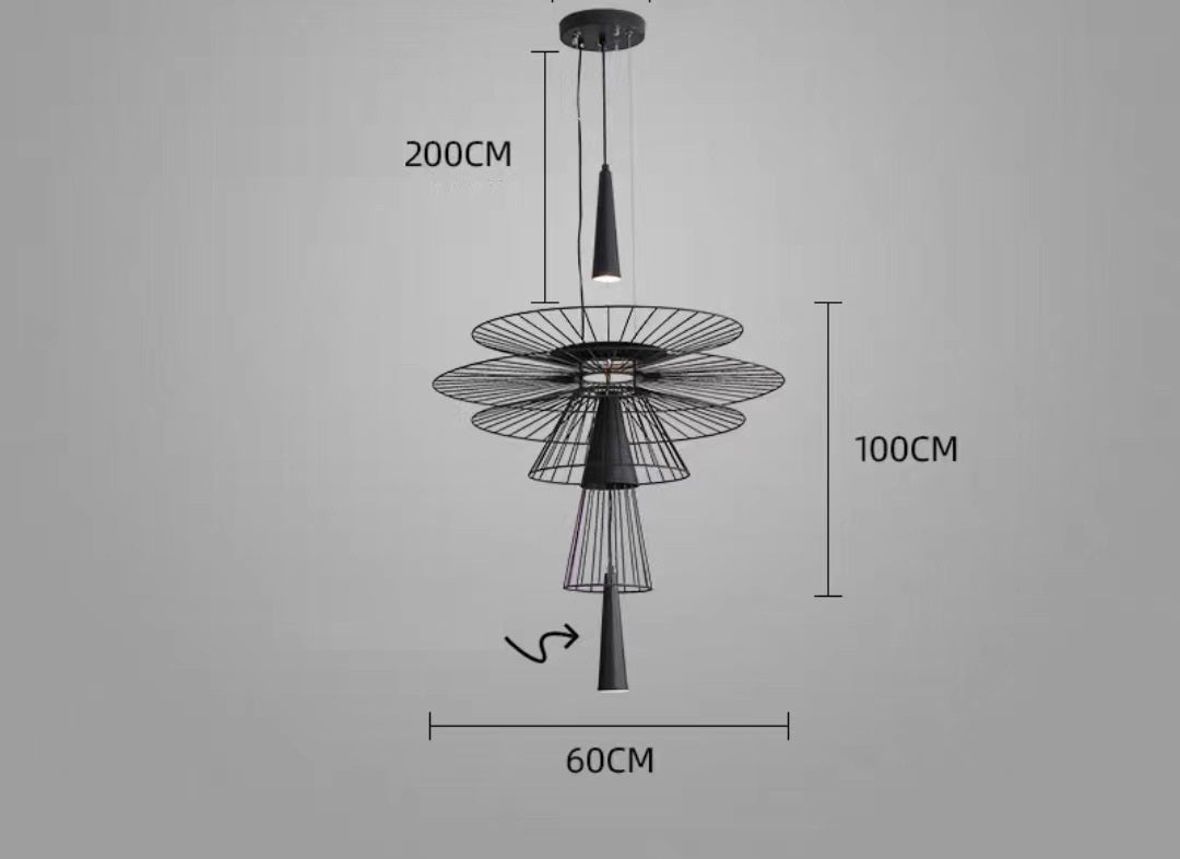 Modern Creative Art Iron LED Pendant Light | Warm & Cool White, Black & Gold, 12,000h, 5-10㎡, Button Switch