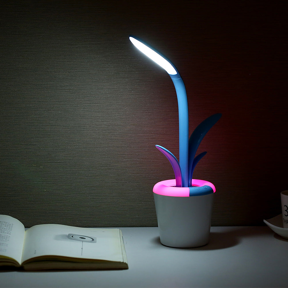 Flexible Neck Touch LED Table Lamp | 3 Brightness + 7-Colour Ambient | 1200mAh | 10hr+ | Micro-USB | ≤3W | 35cm | Bedroom, Desk & Kids Room | Pink & Blue