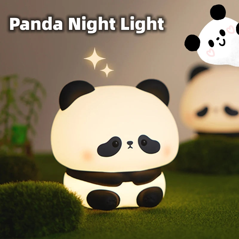 Panda Silicone LED Rechargeable Touch Night Light | 2W | 1200mAh | 6hr Battery | 3-Speed Brightness | USB Charging | 109×99.5×105mm | Colour-Changing | Bedroom, Kids & Gift