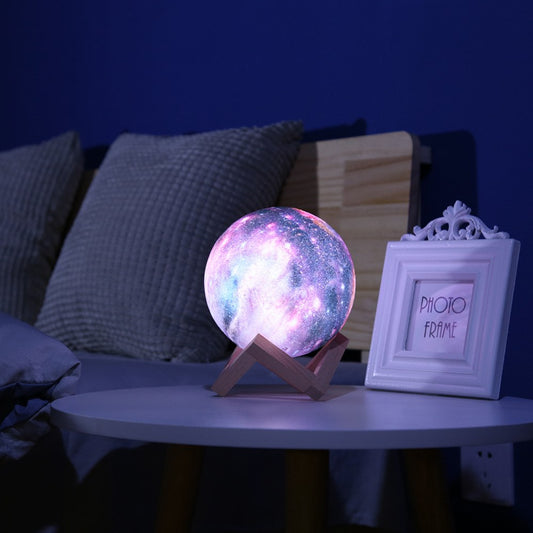 3D Moon Lamp Night Light | 3/7/16 Colour Modes | Touch & Remote | USB Rechargeable | 500mAh | 8–22cm | PVC+ABS | Bedroom & Gift