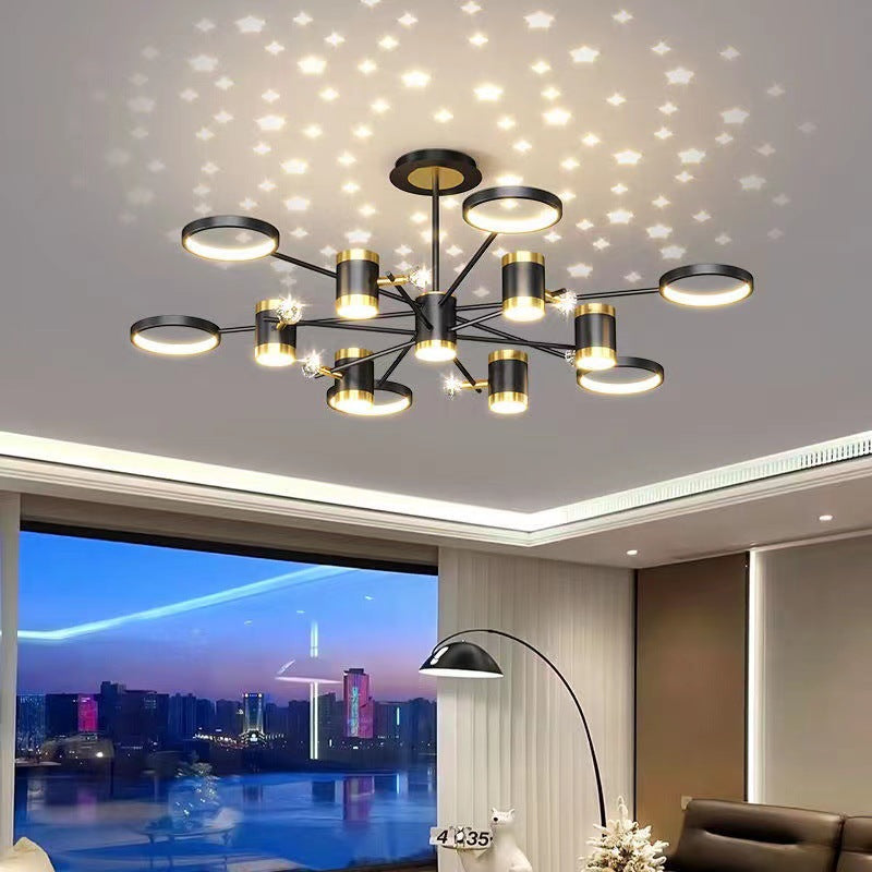 Nordic LED Iron Chandelier | 13 Heads, Remote Control, 1000mm, 15-30㎡, Living Room & Bedroom, Black