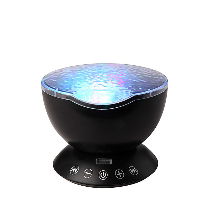 Ocean Wave Projector Night Light | Built-In Speaker | Remote & TF Card | USB & Battery | Aurora Projection | Black & White