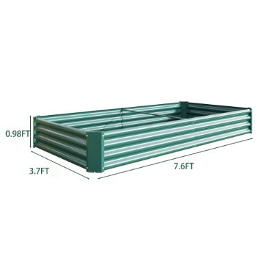 Metal Raised Garden Bed Kit | 7.6'×3.7', 27 cu.ft, Anti-Rust, Open Bottom, 10-Min Assembly, Silver
