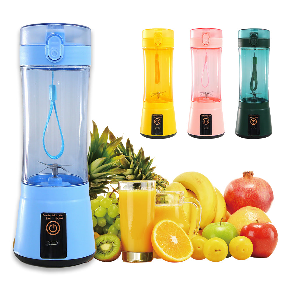 380ml USB Rechargeable Portable Personal Blender | 2000mAh, Food-Grade PC, Dual Safety Protection, Blue, Green, Pink & Yellow