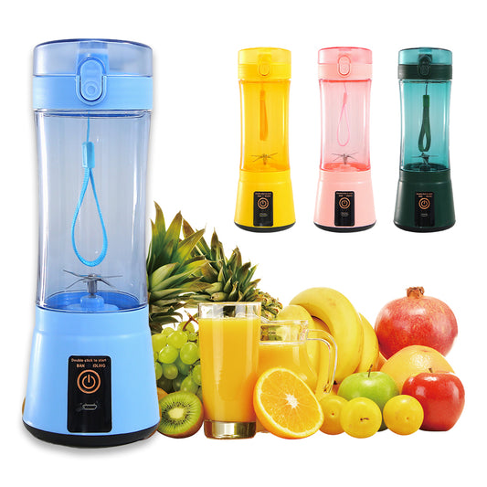 380ml USB Rechargeable Portable Personal Blender | 2000mAh, Food-Grade PC, Dual Safety Protection, Blue, Green, Pink & Yellow