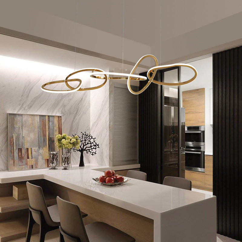 Postmodern Grass Rattan & Glass Ring LED Chandelier | 3-6 Rings, Stepless Dimming, 111-240V, 15-30㎡