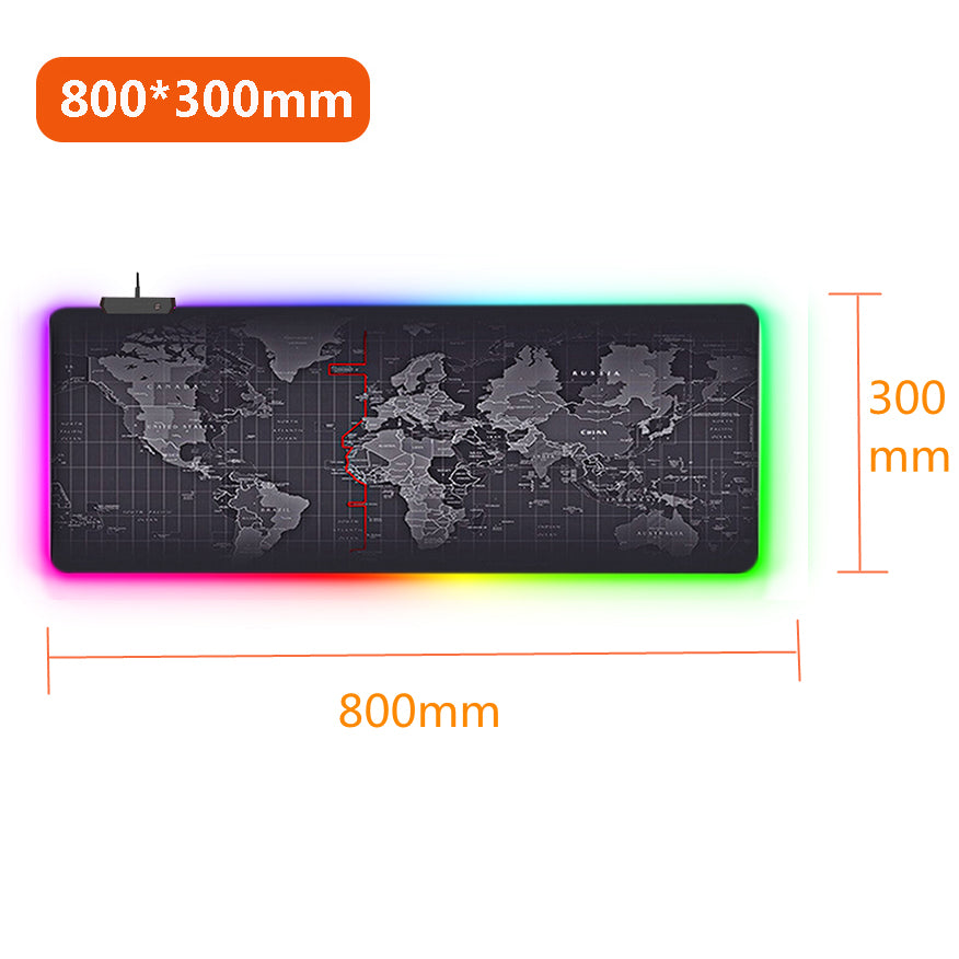 RGB LED Gaming Mouse Pad | Luminous Lighting | Waterproof Cloth | Stitched Edges | 7 Sizes