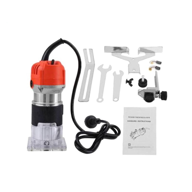 580W Electric Wood Trimmer Router | 30,000 RPM, 220V, Adjustable Scale, Straight & Curve Guide, US/UK Plug