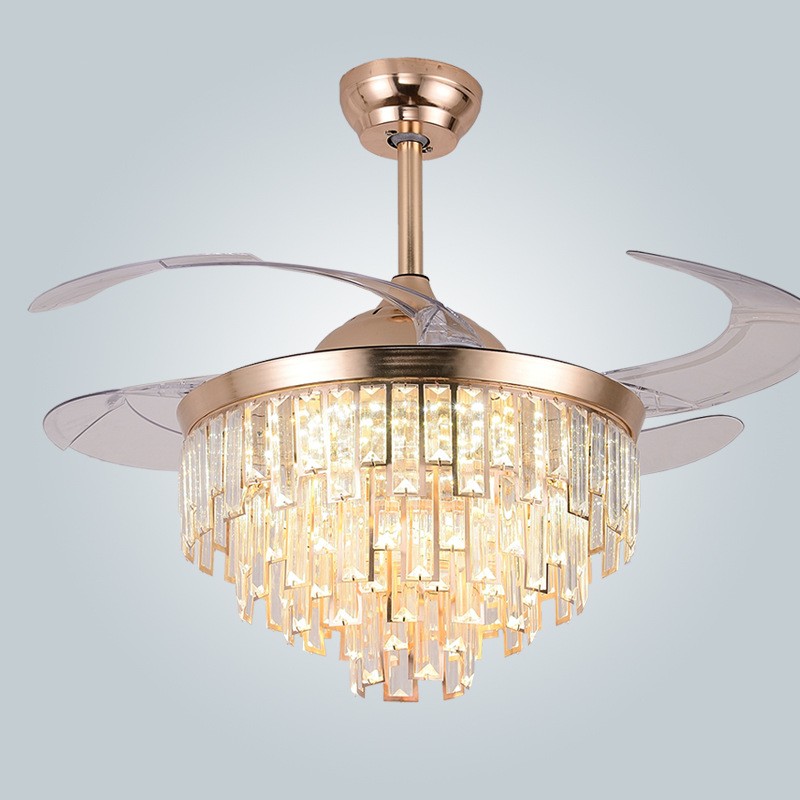 European Postmodern Crystal ABS Invisible Blade Ceiling Fan | 3 Control Modes, 42", 48" & 52", 220V, EU CE Certified